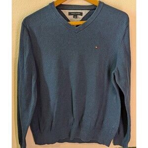 Tommy Hilfiger Blue V-Neck Pullover Sweater Men's Size M Medium (865)